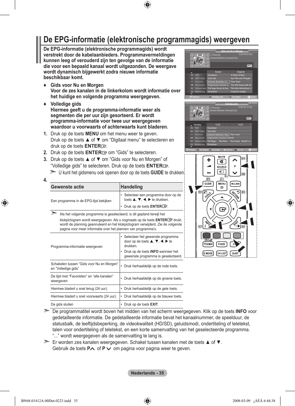 Druk op de toets, Om “gids” te selecteren. . druk op de toets | Samsung LE37A656A1F User Manual | Page 241 / 546