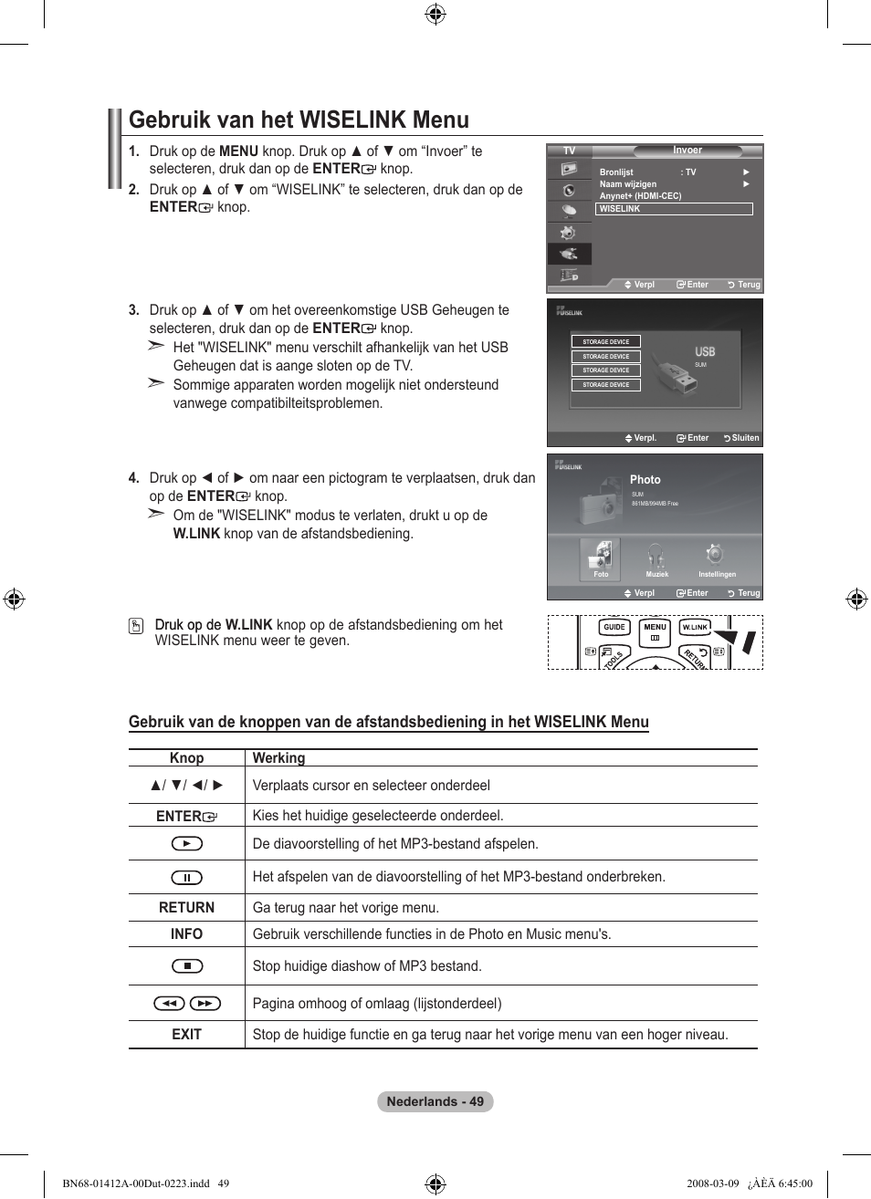 Gebruik van het wiselink menu | Samsung LE37A656A1F User Manual | Page 255 / 546