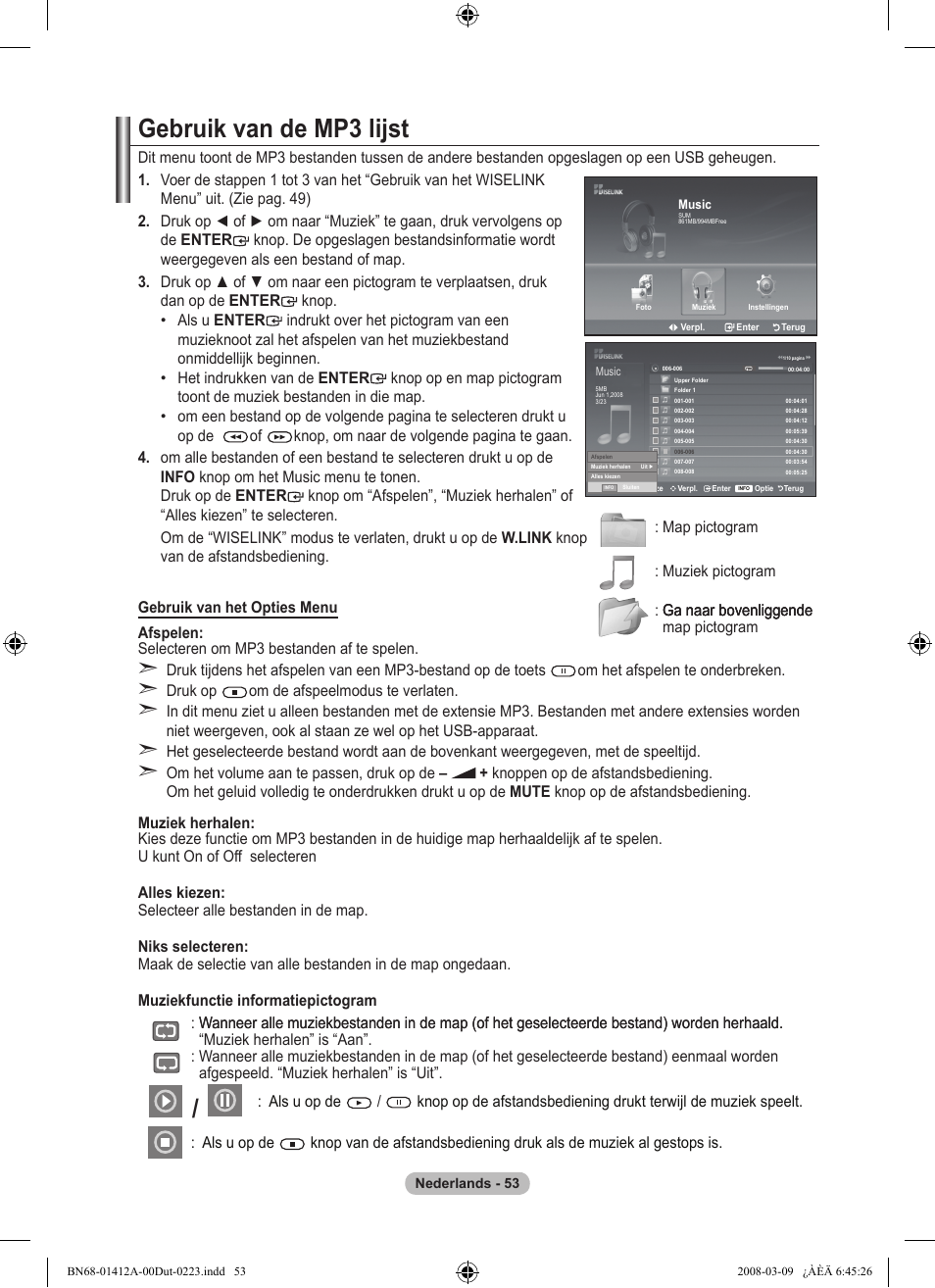 Gebruik van de mp lijst | Samsung LE37A656A1F User Manual | Page 259 / 546