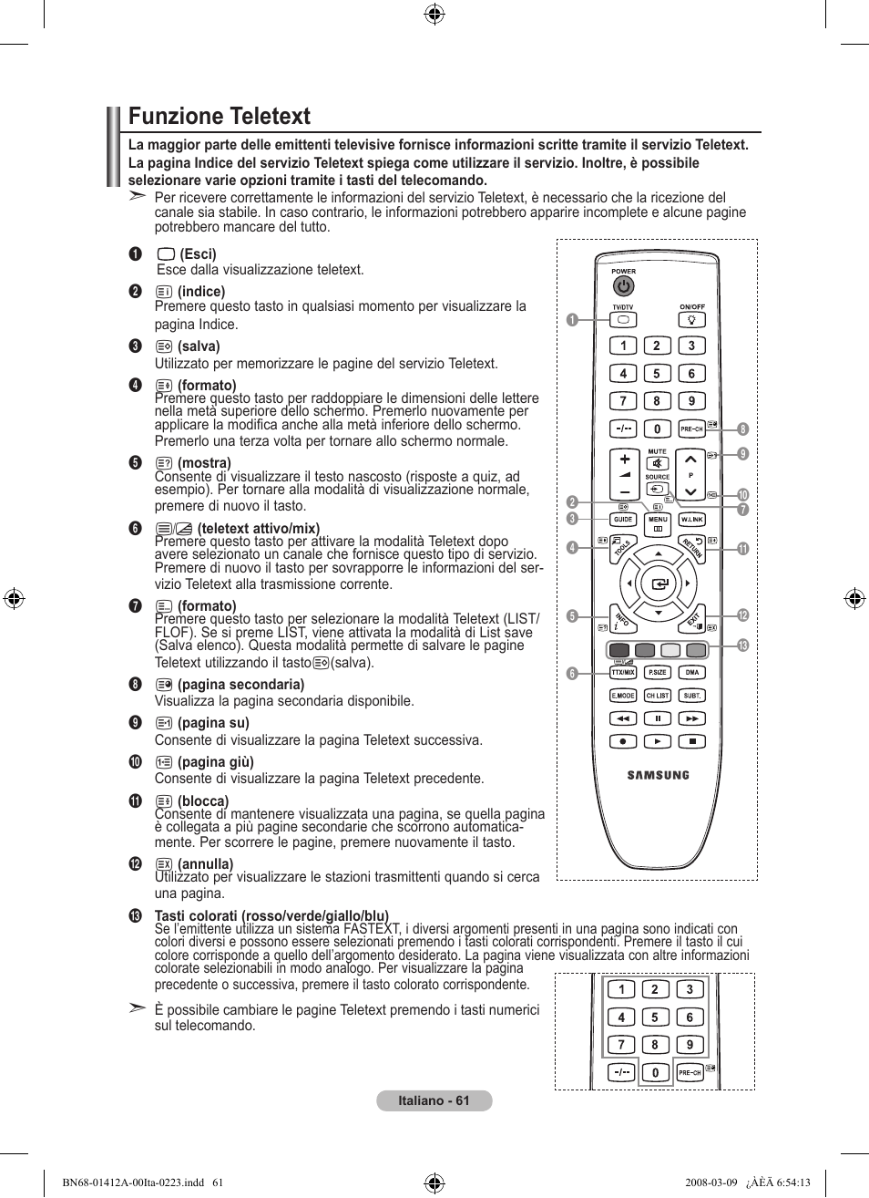 Funzione teletext | Samsung LE37A656A1F User Manual | Page 335 / 546