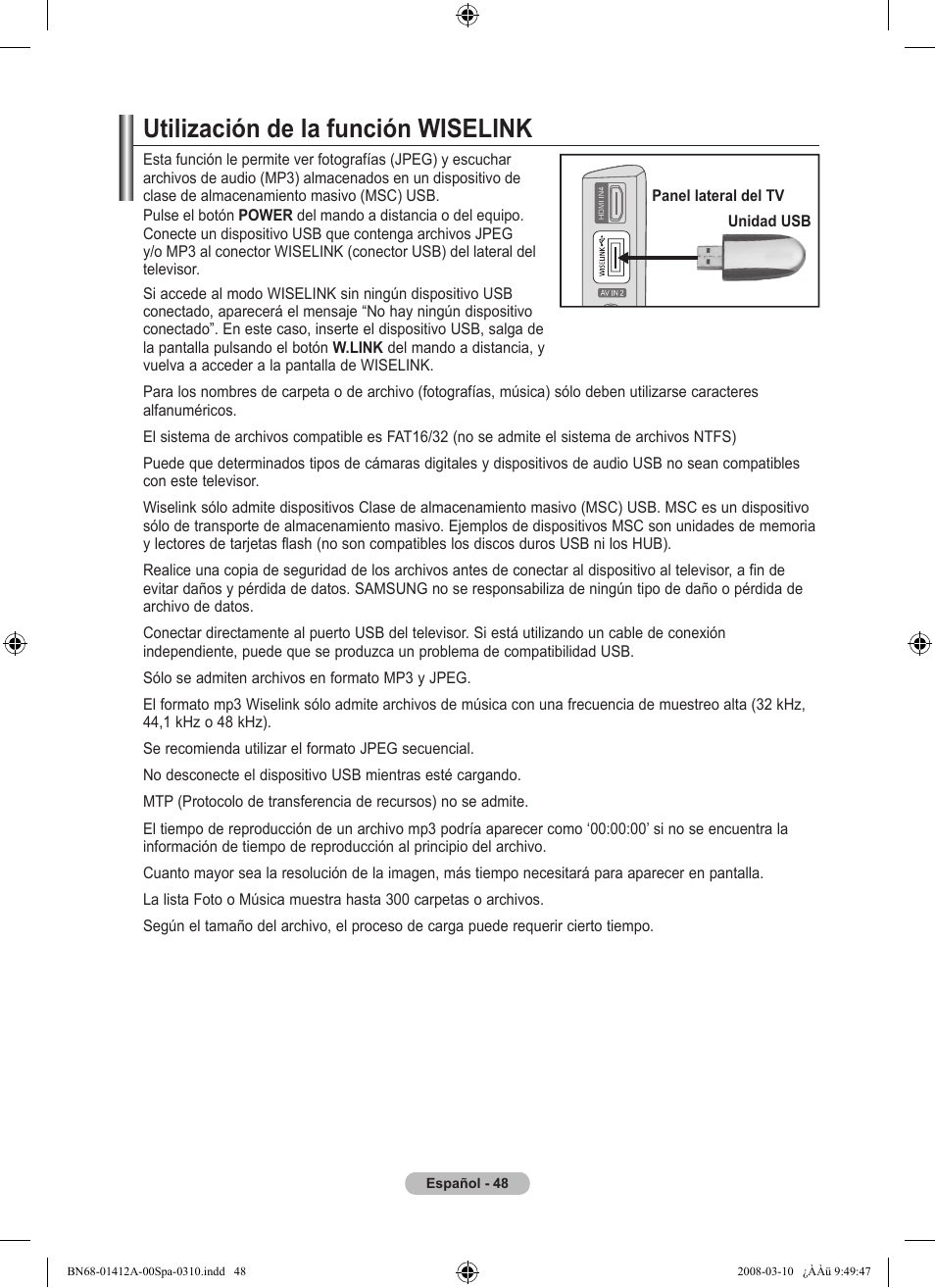 Utilización de la función wiselink | Samsung LE37A656A1F User Manual | Page 390 / 546