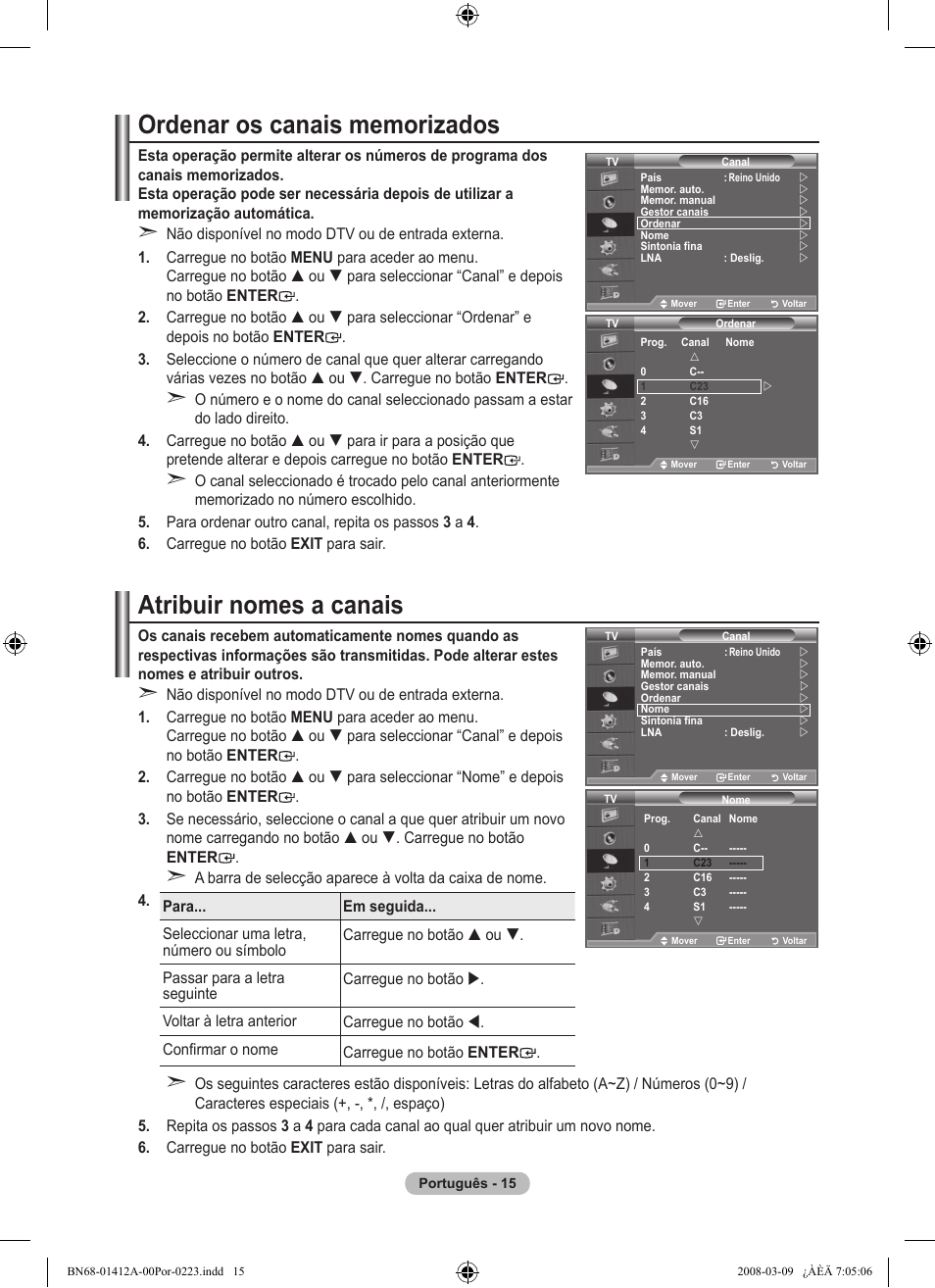 Atribuir nomes a canais | Samsung LE37A656A1F User Manual | Page 425 / 546