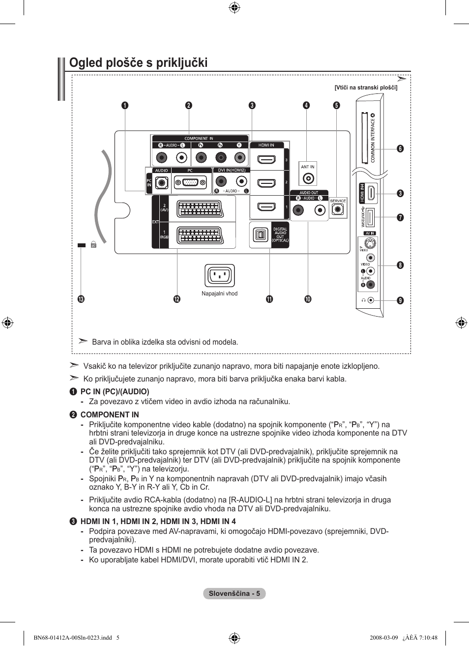 Ogled plošče s priključki | Samsung LE37A656A1F User Manual | Page 483 / 546