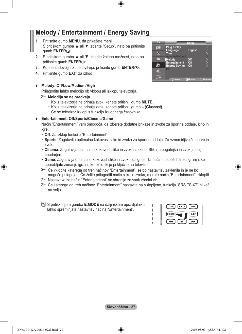 Melody �� entertainment �� energy saving | Samsung LE37A656A1F User Manual | Page 505 / 546