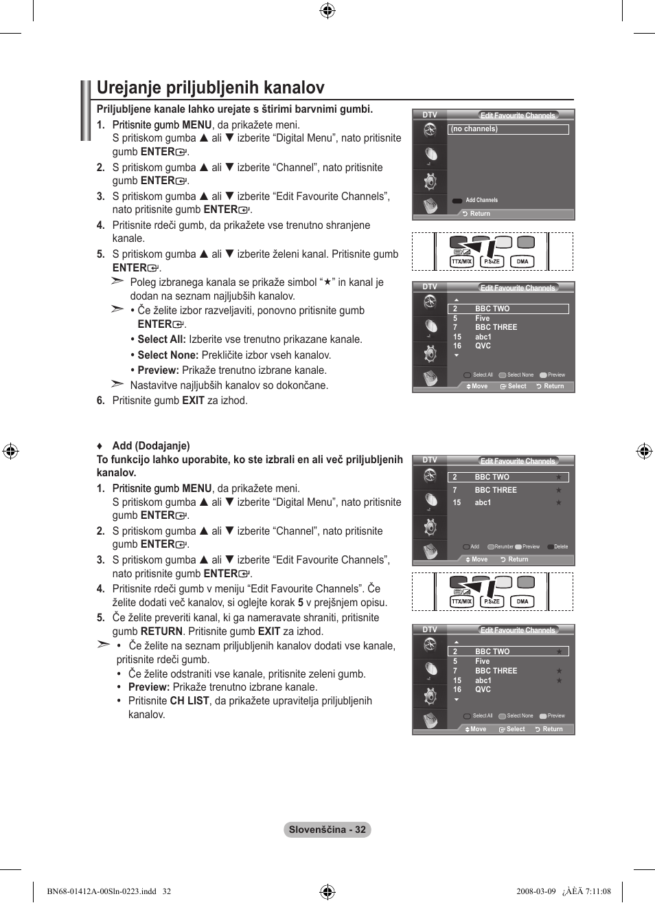 Urejanje priljubljenih kanalov | Samsung LE37A656A1F User Manual | Page 510 / 546