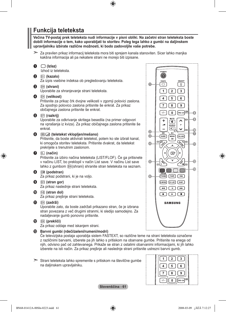 Funkcija teleteksta | Samsung LE37A656A1F User Manual | Page 539 / 546