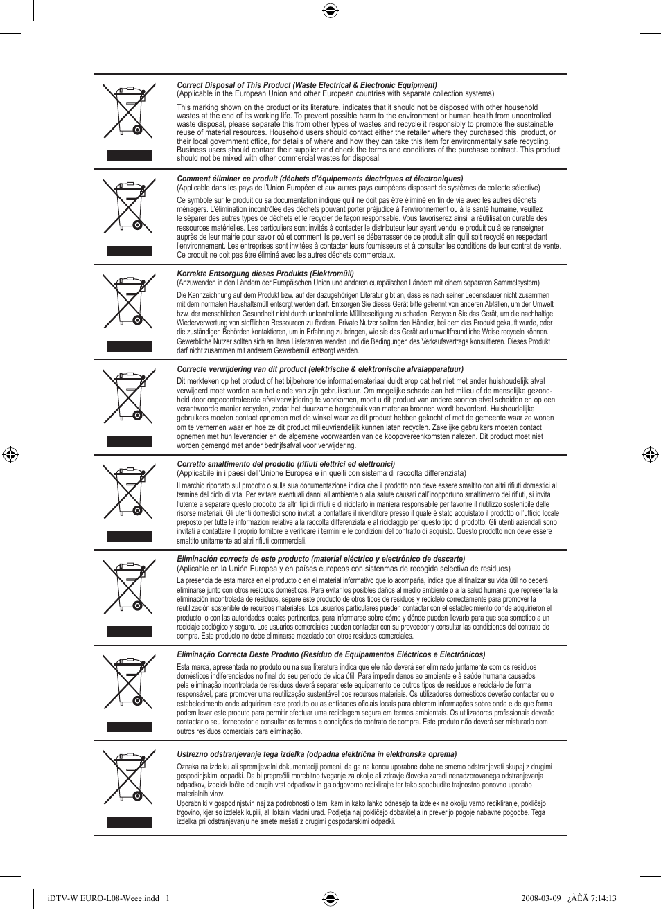 Weee | Samsung LE37A656A1F User Manual | Page 546 / 546