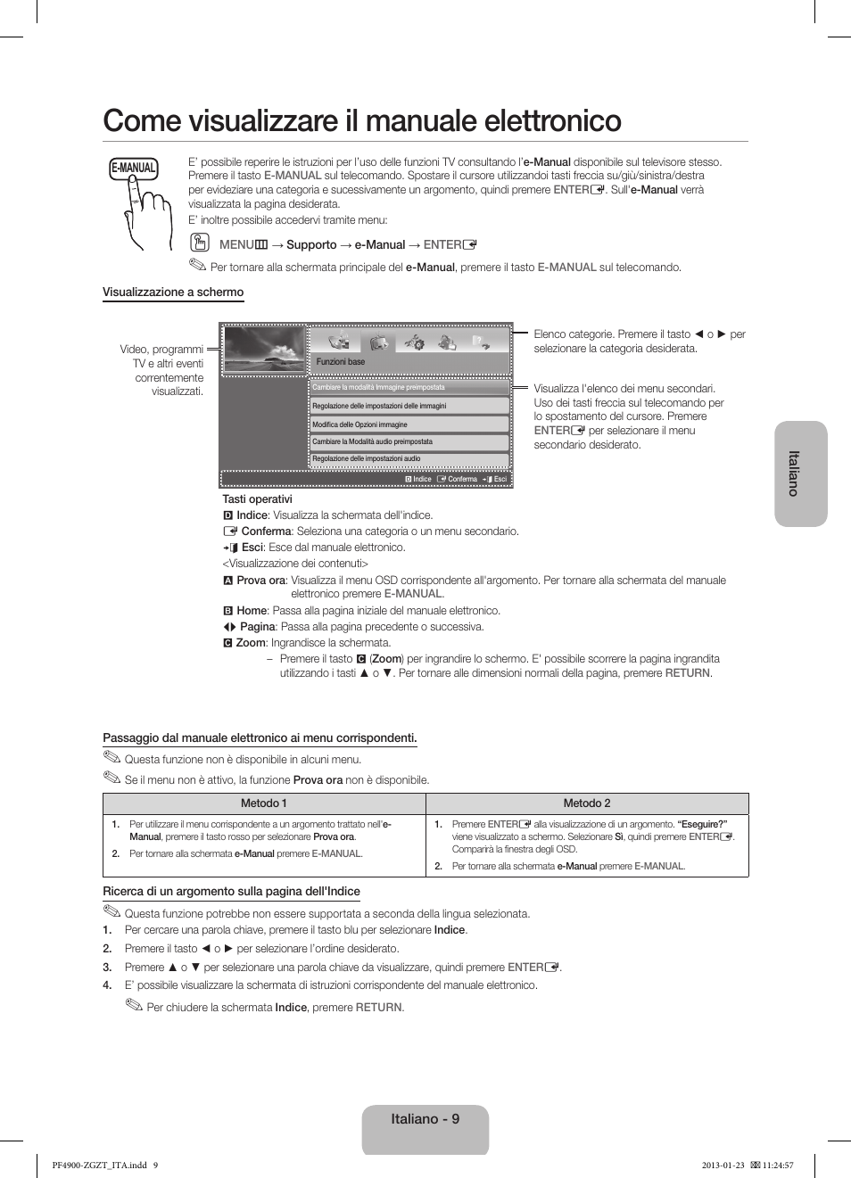 Come visualizzare il manuale elettronico | Samsung PS51F4900AK User Manual | Page 69 / 83