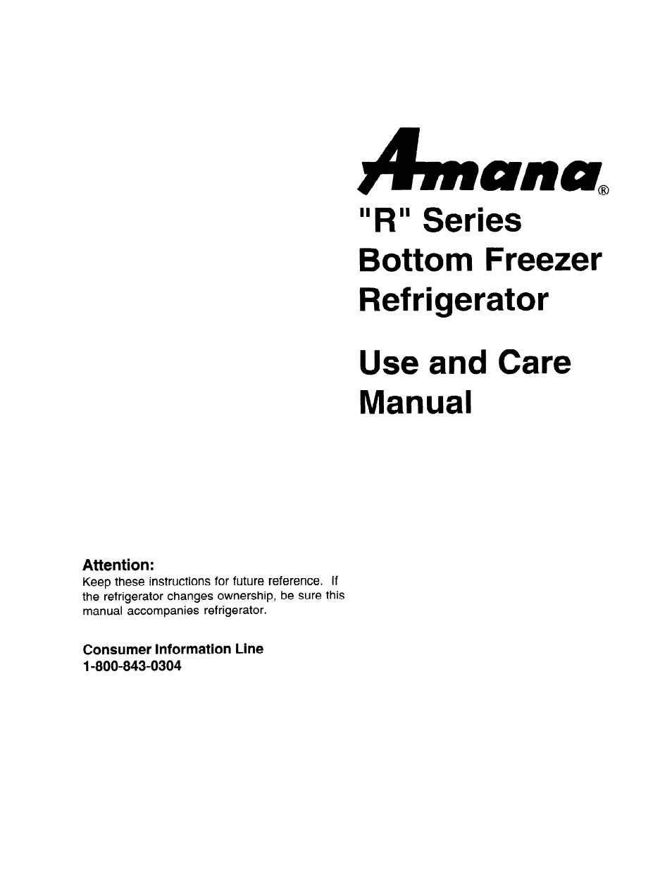 Amana "R" Series User Manual | 28 pages