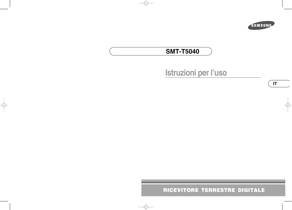 Istruzioni per l’uso, Smt-t5040 | Samsung SMT-T5040 User Manual | Page 2 / 53