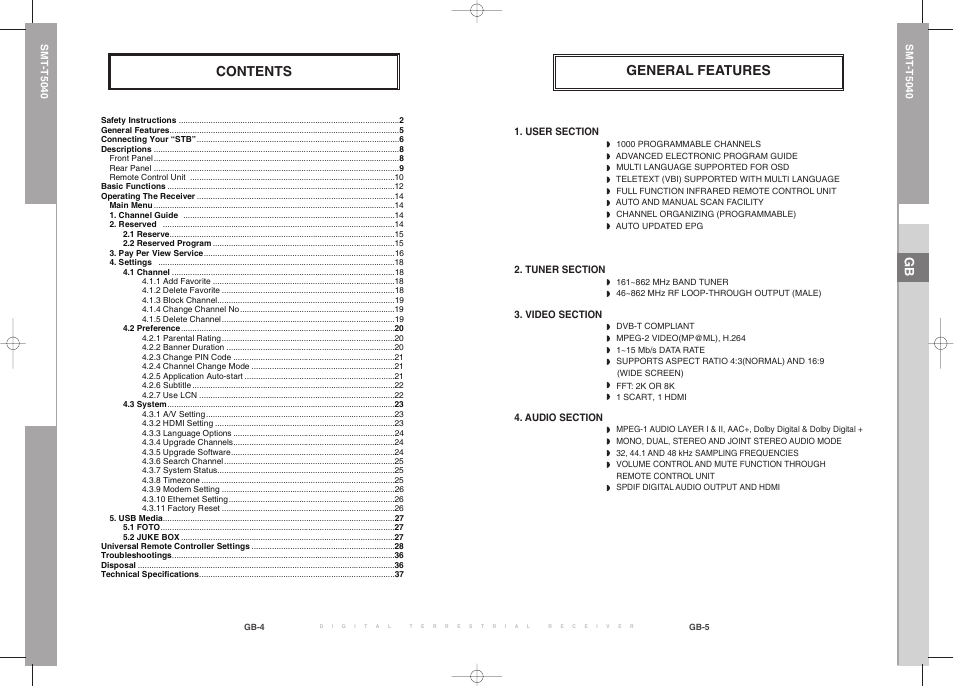 General features contents | Samsung SMT-T5040 User Manual | Page 26 / 53