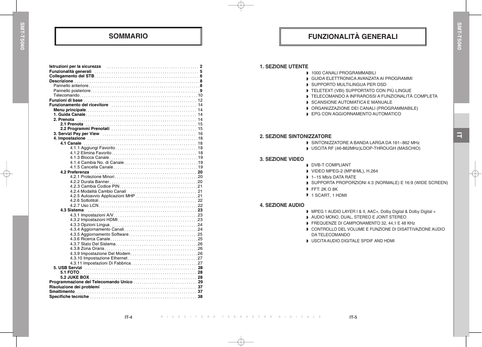 Funzionalità generali sommario | Samsung SMT-T5040 User Manual | Page 4 / 53