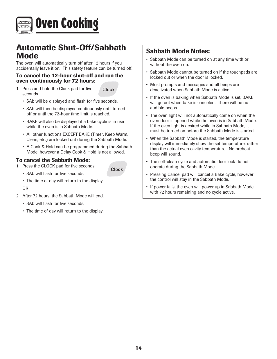 Oven cooking, Automatic shut-off/sabbath mode | Amana AGR5835QDW User Manual | Page 15 / 84