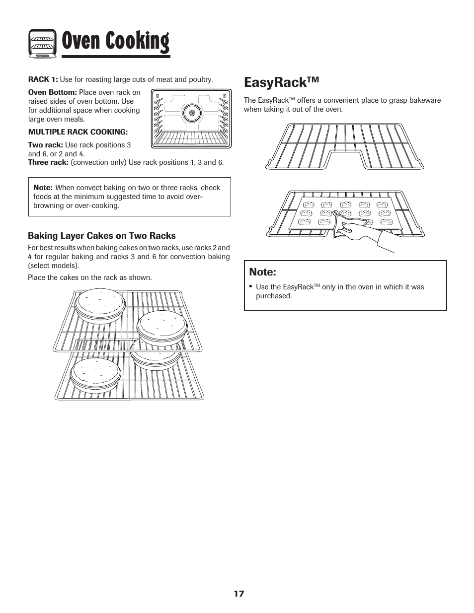 Oven cooking, Easyrack | Amana AGR5835QDW User Manual | Page 18 / 84