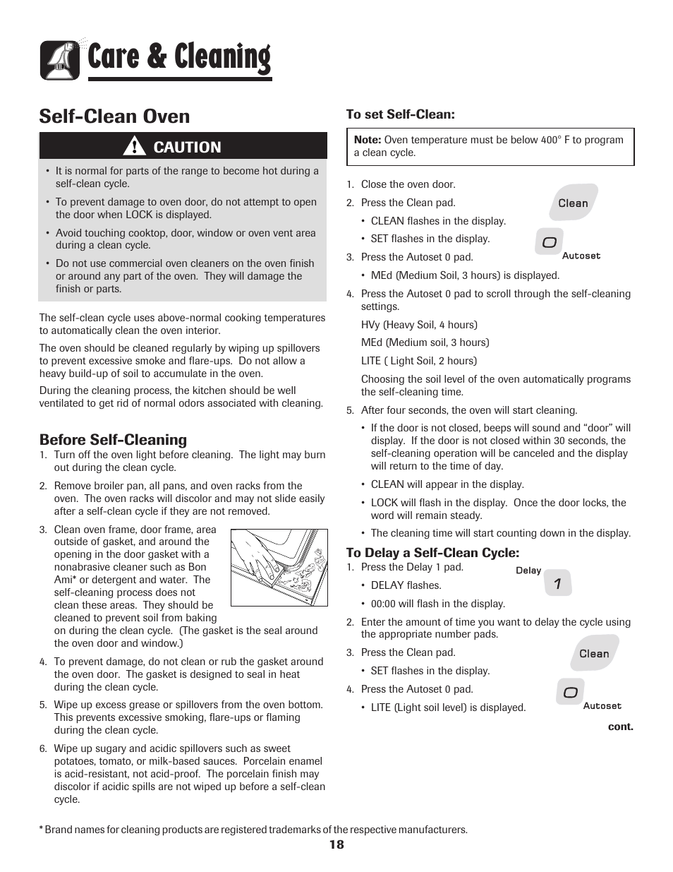 Care & cleaning, Self-clean oven, Caution | Before self-cleaning | Amana AGR5835QDW User Manual | Page 19 / 84