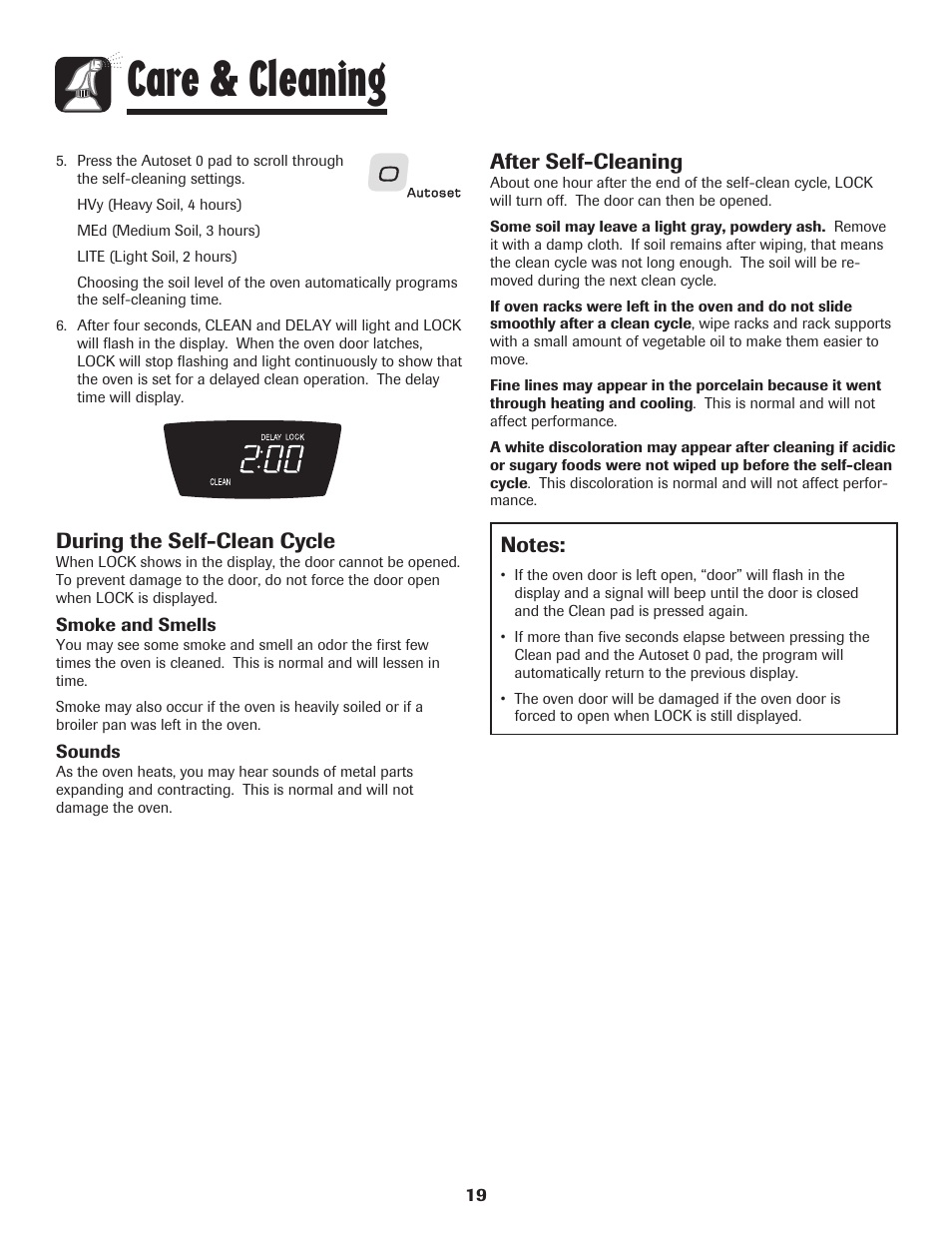 Care & cleaning, After self-cleaning, During the self-clean cycle | Amana AGR5835QDW User Manual | Page 20 / 84