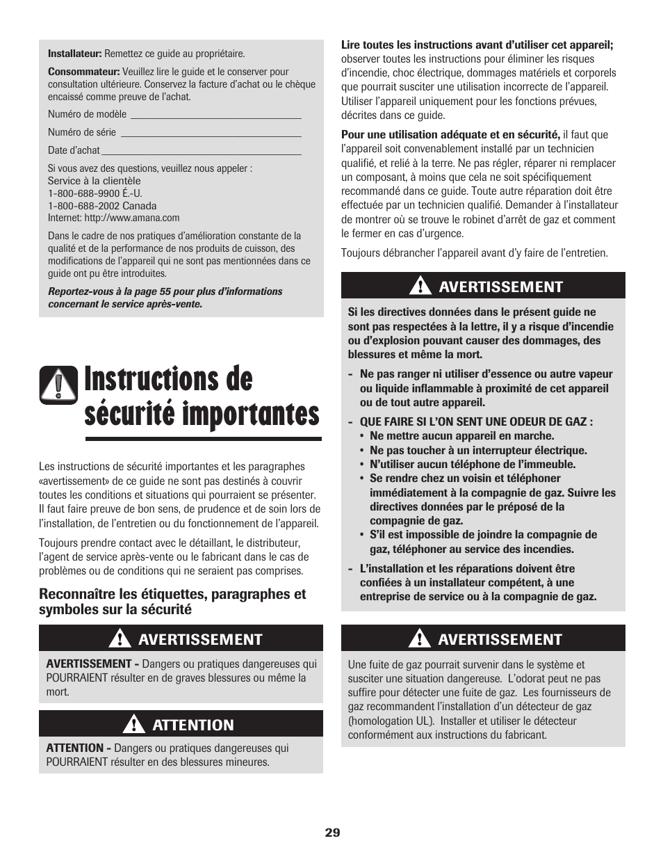 Instructions de sécurité importantes | Amana AGR5835QDW User Manual | Page 30 / 84