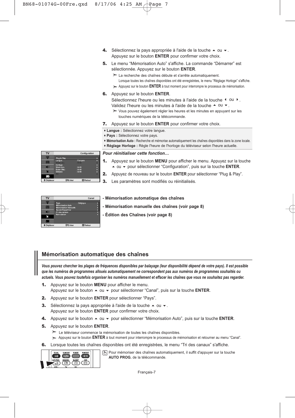 Mémorisation automatique des chaînes | Samsung LE23R71B User Manual | Page 30 / 152