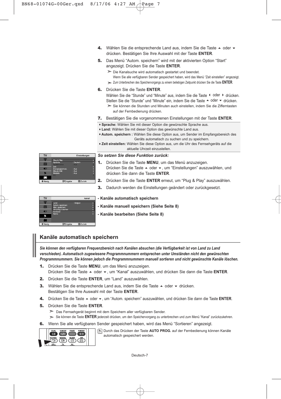 Kanäle automatisch speichern | Samsung LE23R71B User Manual | Page 51 / 152