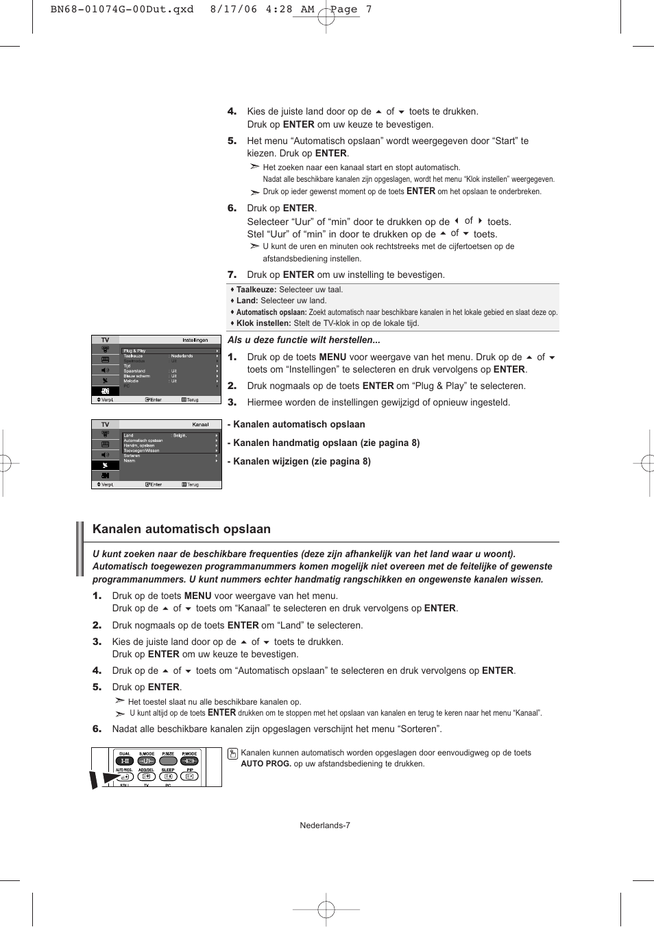 Kanalen automatisch opslaan | Samsung LE23R71B User Manual | Page 72 / 152