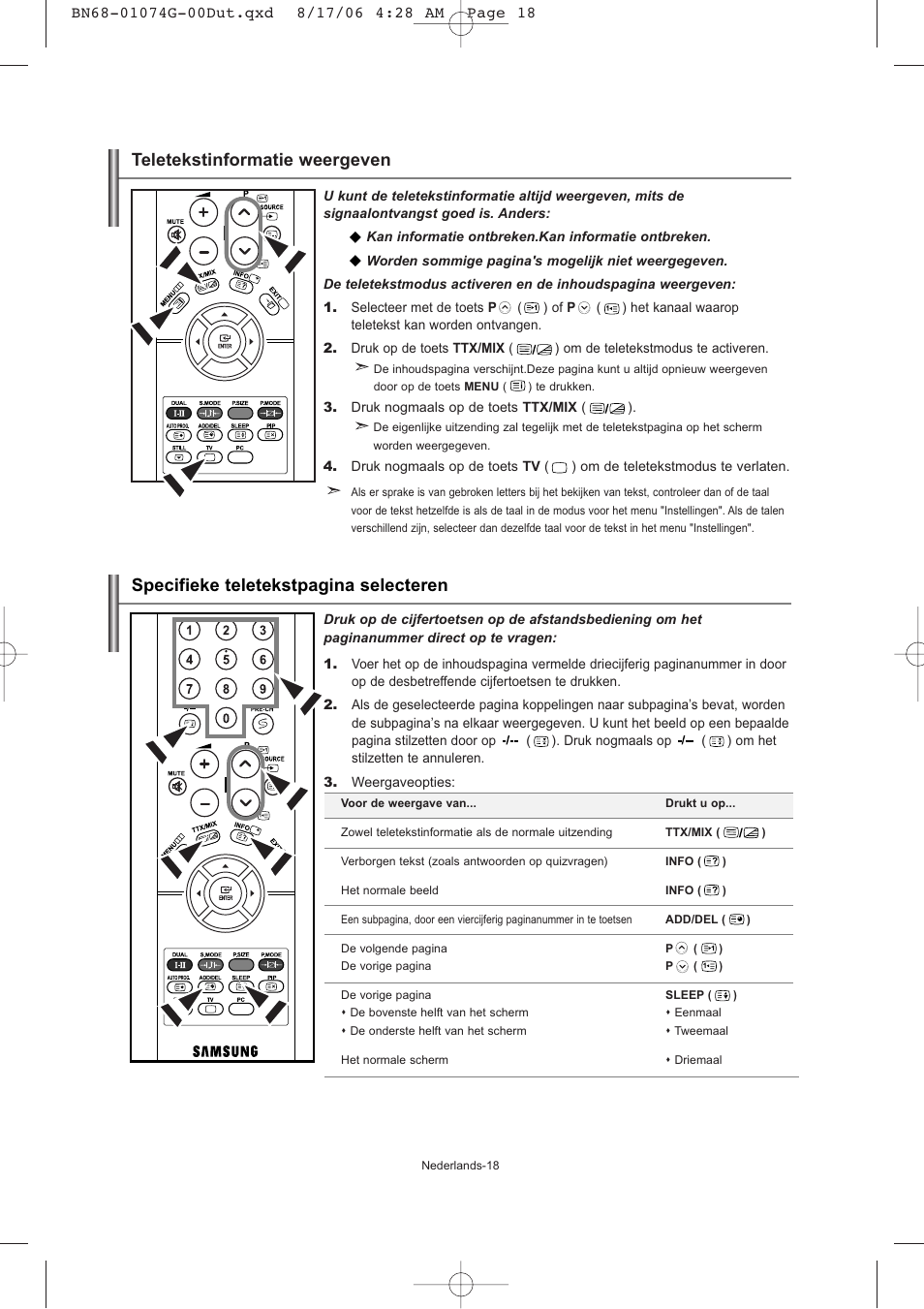 Teletekstinformatie weergeven, Specifieke teletekstpagina selecteren | Samsung LE23R71B User Manual | Page 83 / 152