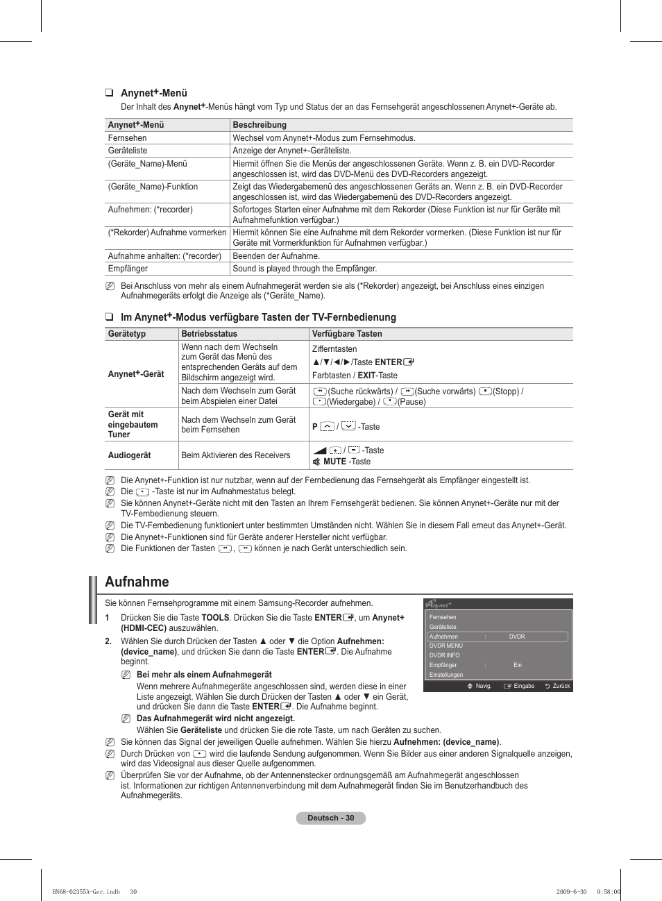 Aufnahme | Samsung PS50B530S2W User Manual | Page 100 / 319