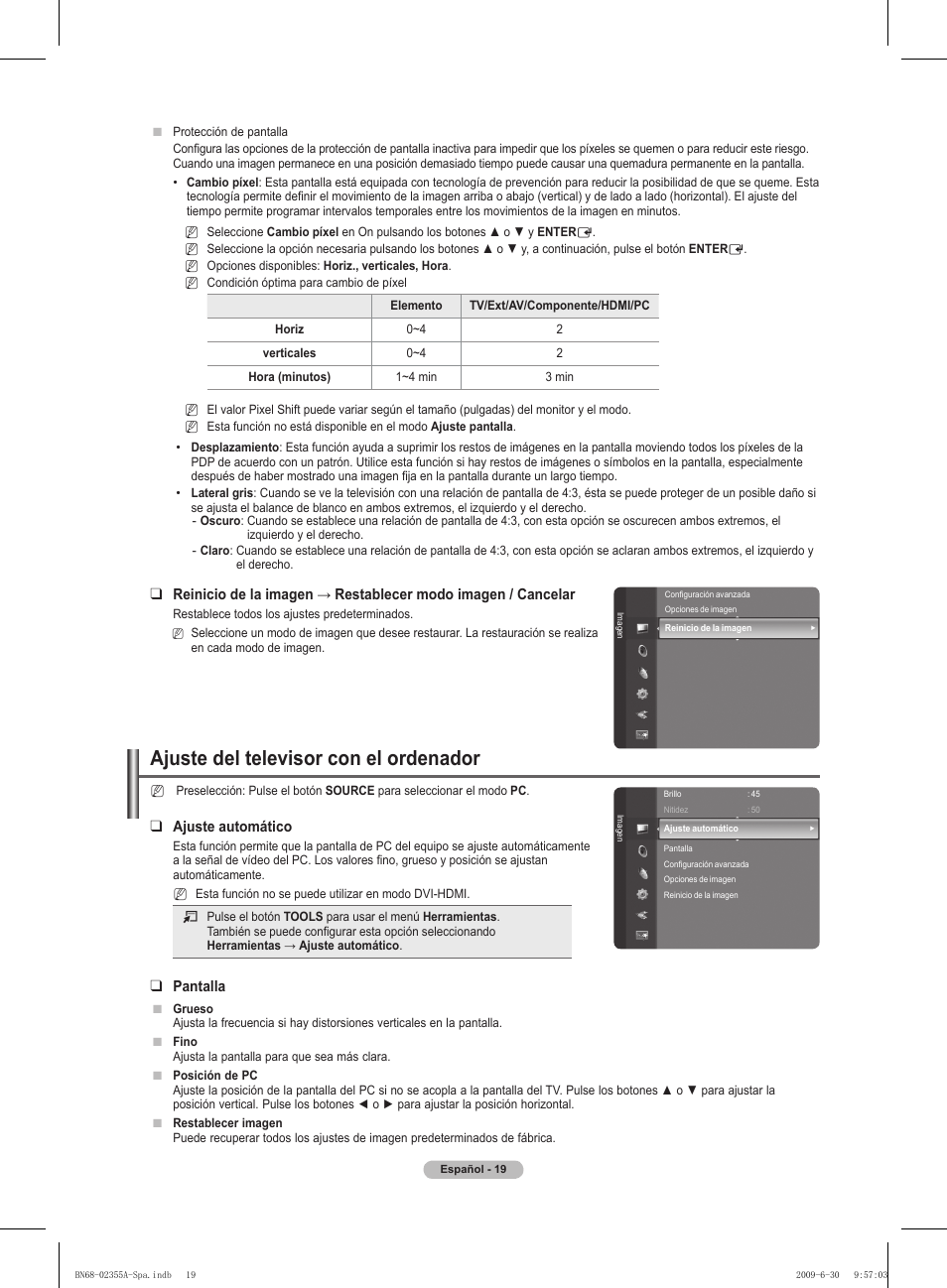 Ajuste del televisor con el ordenador | Samsung PS50B530S2W User Manual | Page 195 / 319