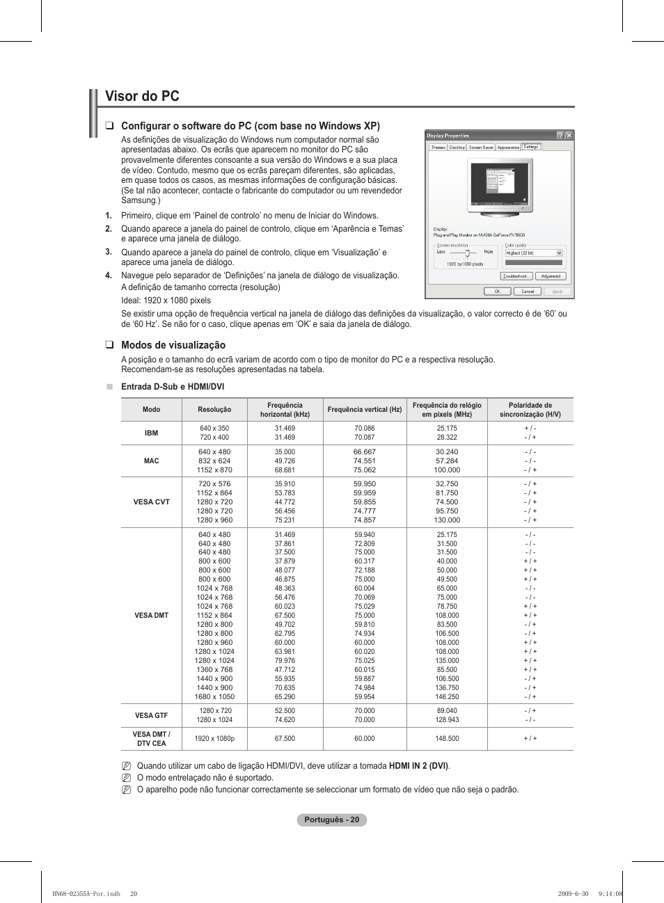 Visor do pc, Modos de visualização | Samsung PS50B530S2W User Manual | Page 231 / 319