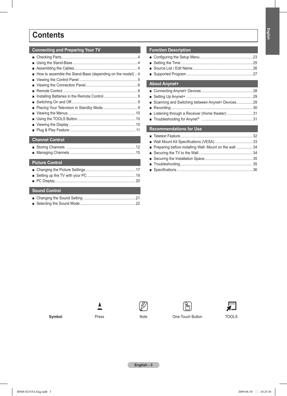 Samsung PS50B530S2W User Manual | Page 3 / 319