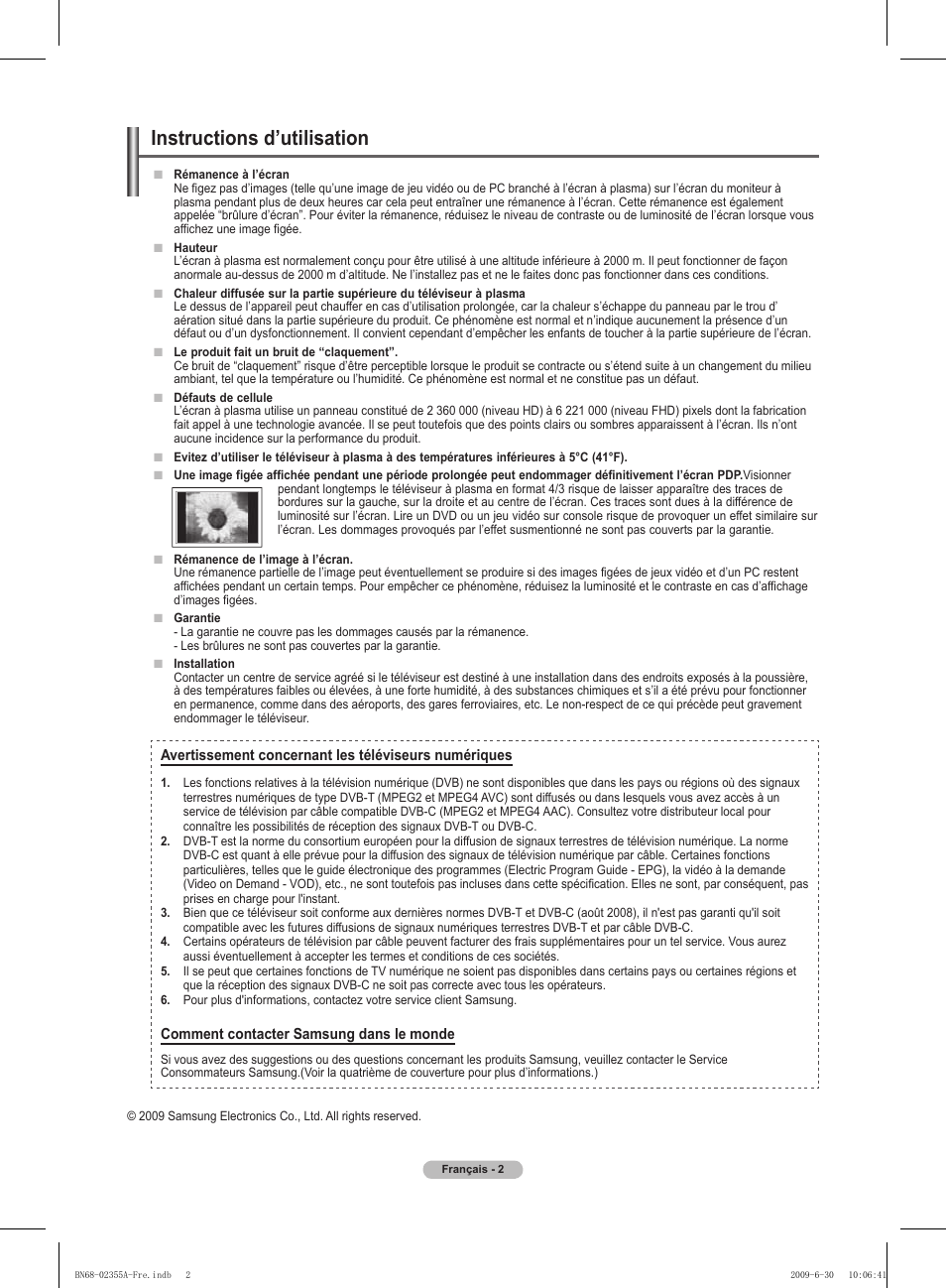 Instructions d’utilisation | Samsung PS50B530S2W User Manual | Page 37 / 319