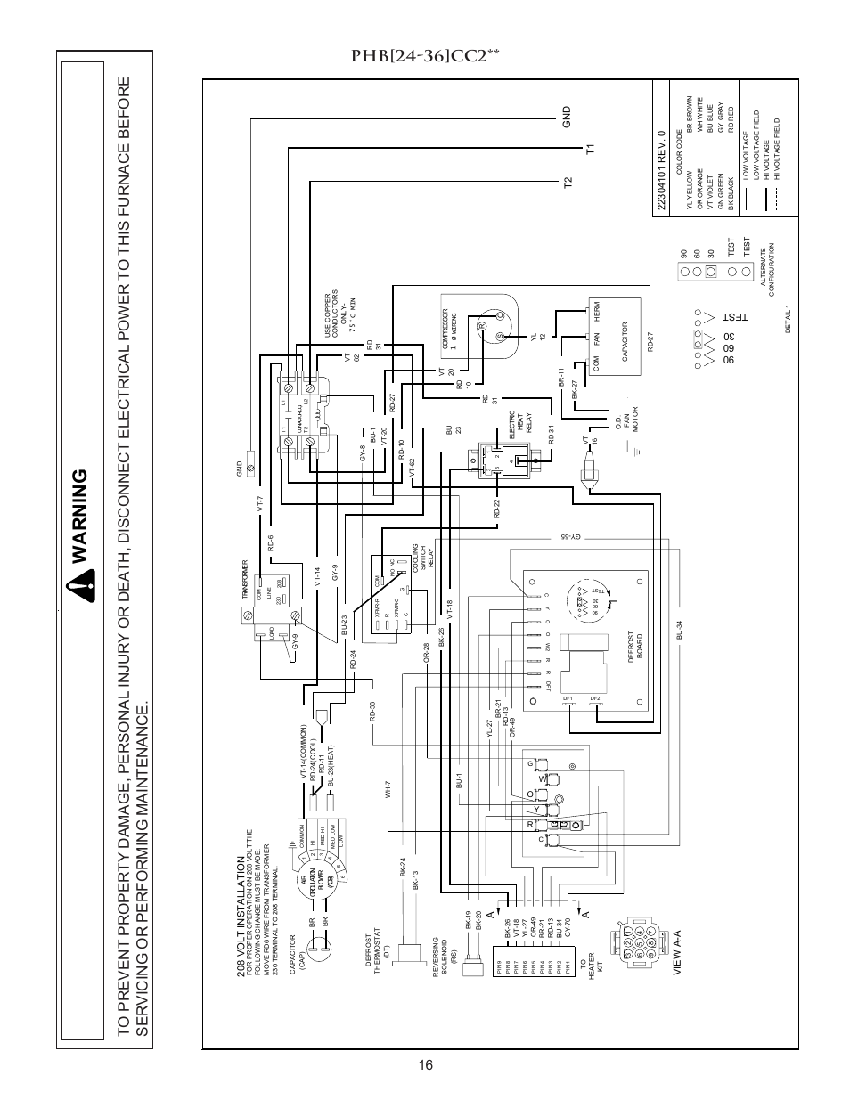 Warni ng, T1 gn d t2, Vi ew a-a a a | Amana PACKAGE HEAT PUMP User Manual | Page 16 / 20