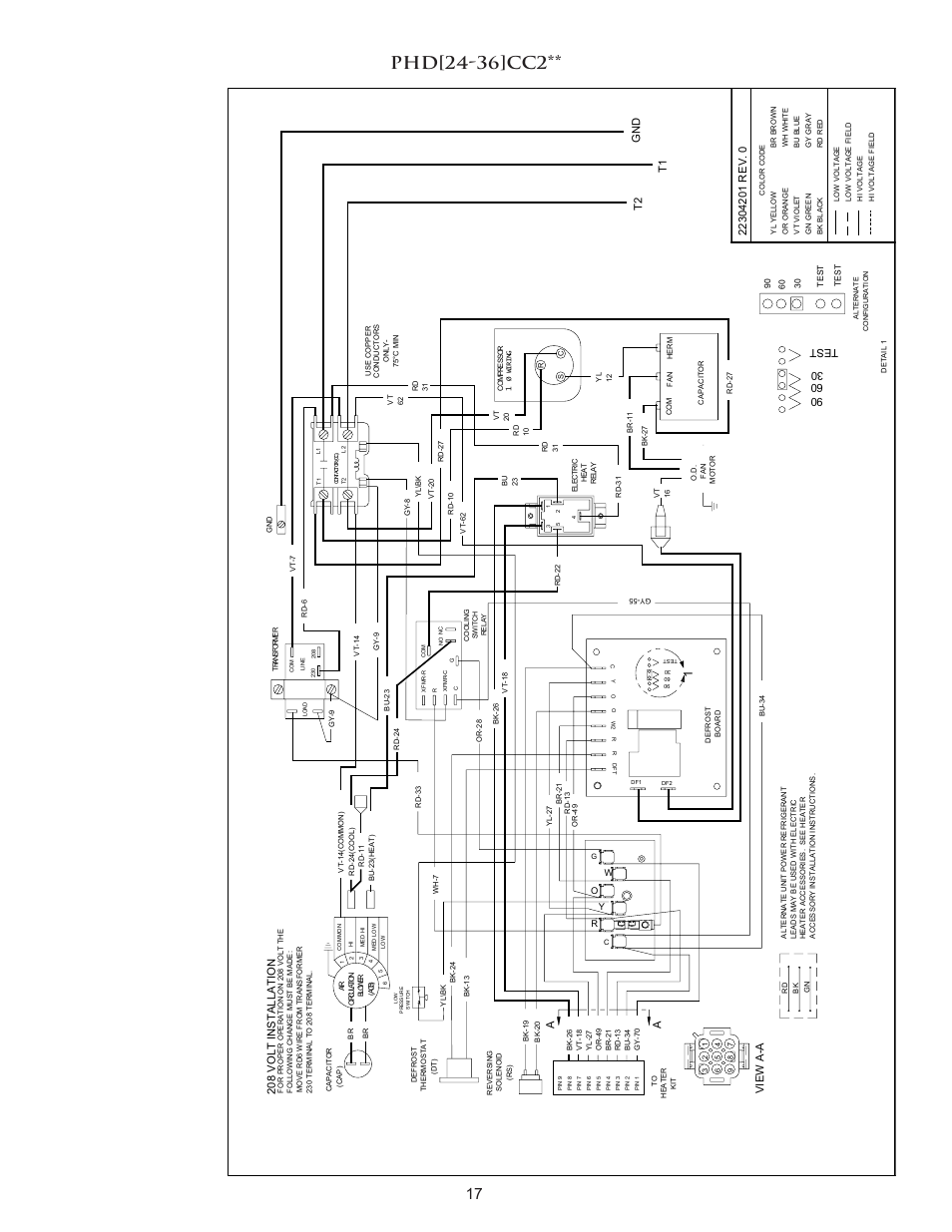 T2 gn d t1, Avi ew a-a | Amana PACKAGE HEAT PUMP User Manual | Page 17 / 20