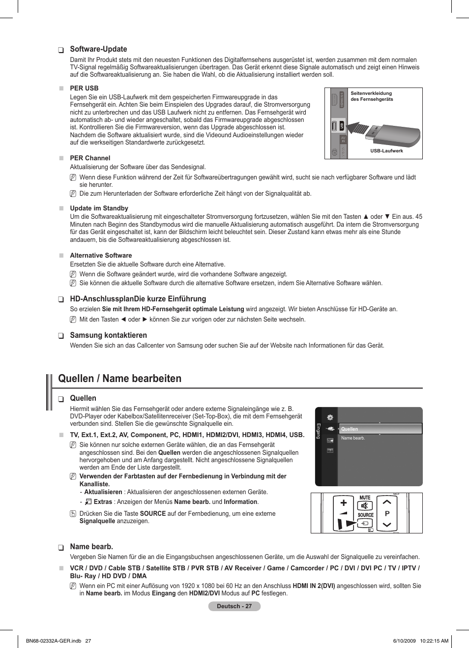 Quellen / name bearbeiten | Samsung PS50B560T7W User Manual | Page 122 / 400