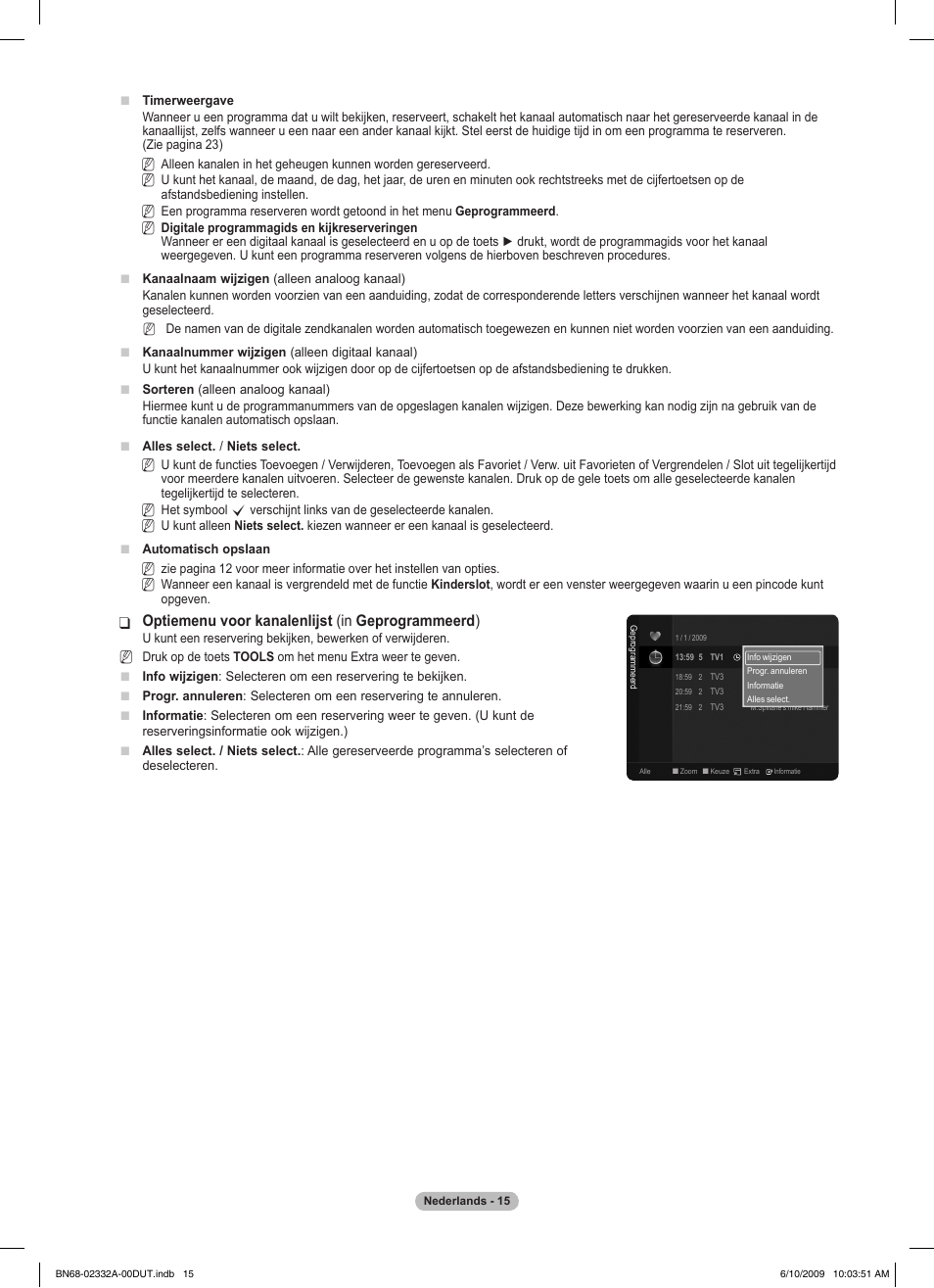 Optiemenu voor kanalenlijst ❑ (in geprogrammeerd ) | Samsung PS50B560T7W User Manual | Page 153 / 400