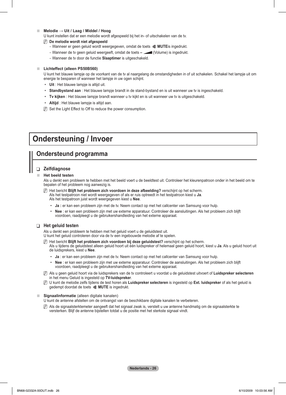 Ondersteuning / invoer, Ondersteund programma | Samsung PS50B560T7W User Manual | Page 164 / 400