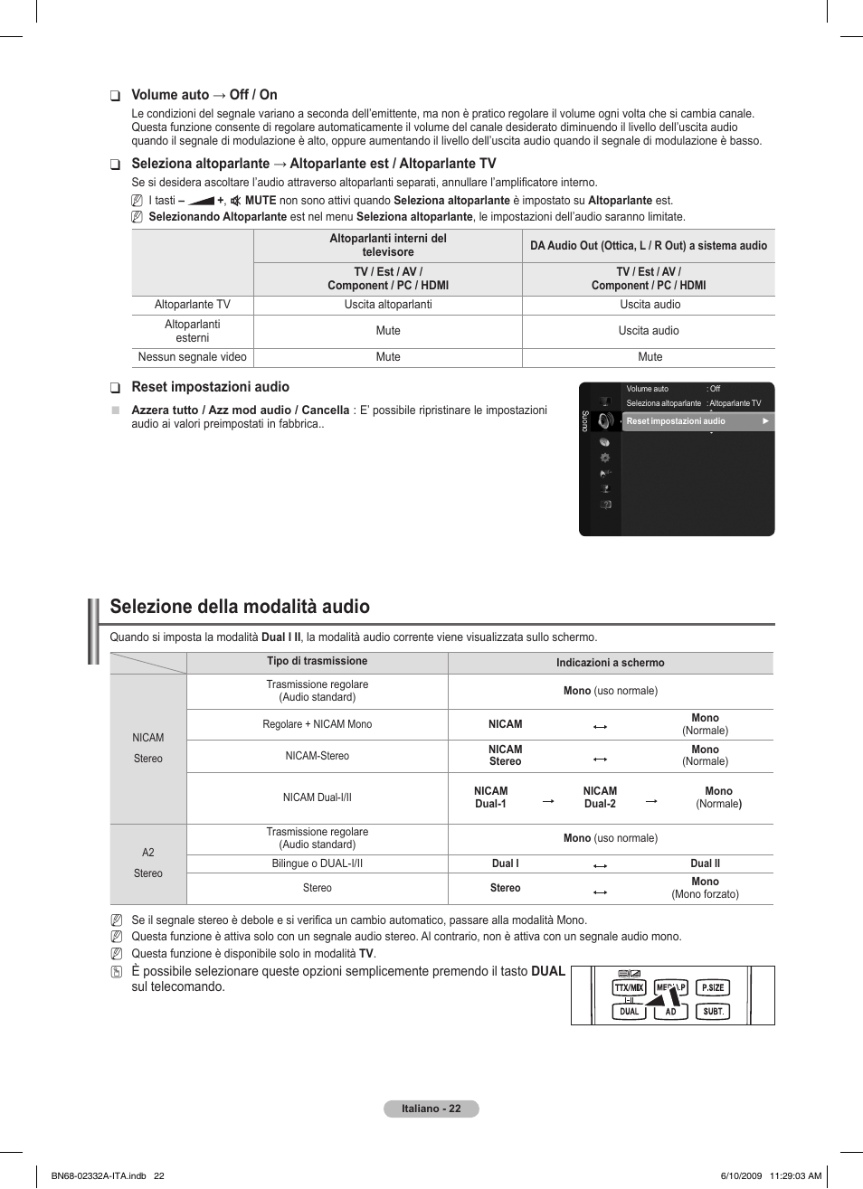 Selezione della modalità audio | Samsung PS50B560T7W User Manual | Page 203 / 400
