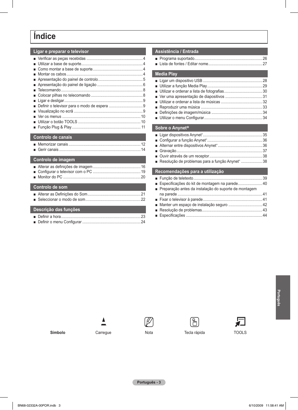 No t, Índice | Samsung PS50B560T7W User Manual | Page 271 / 400