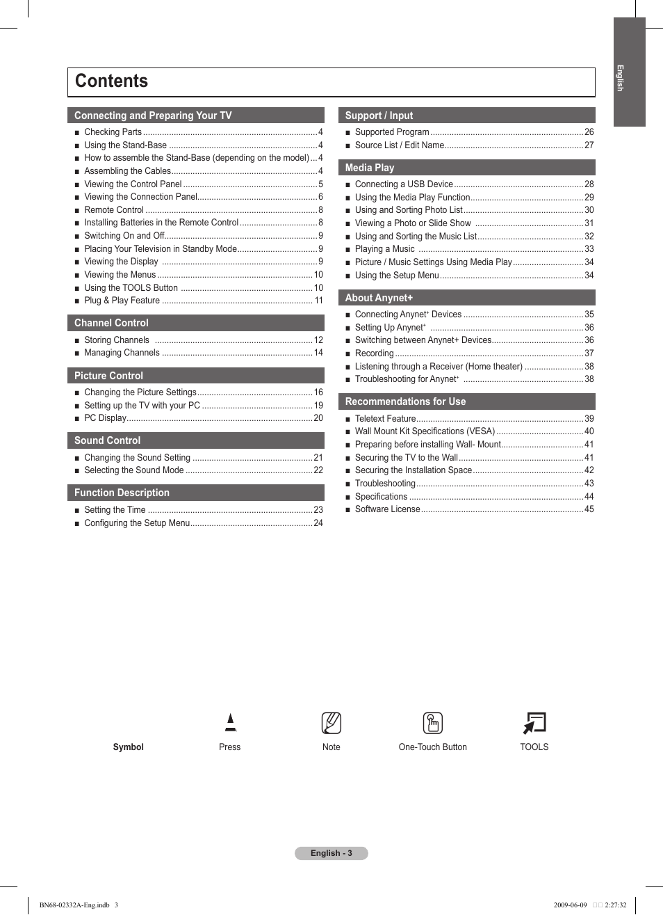 Samsung PS50B560T7W User Manual | Page 3 / 400