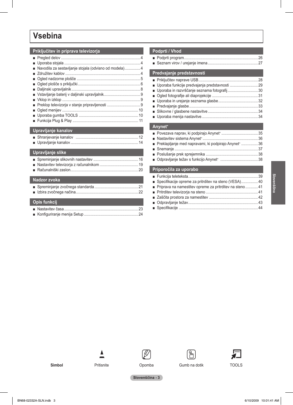 No t, Vsebina | Samsung PS50B560T7W User Manual | Page 314 / 400