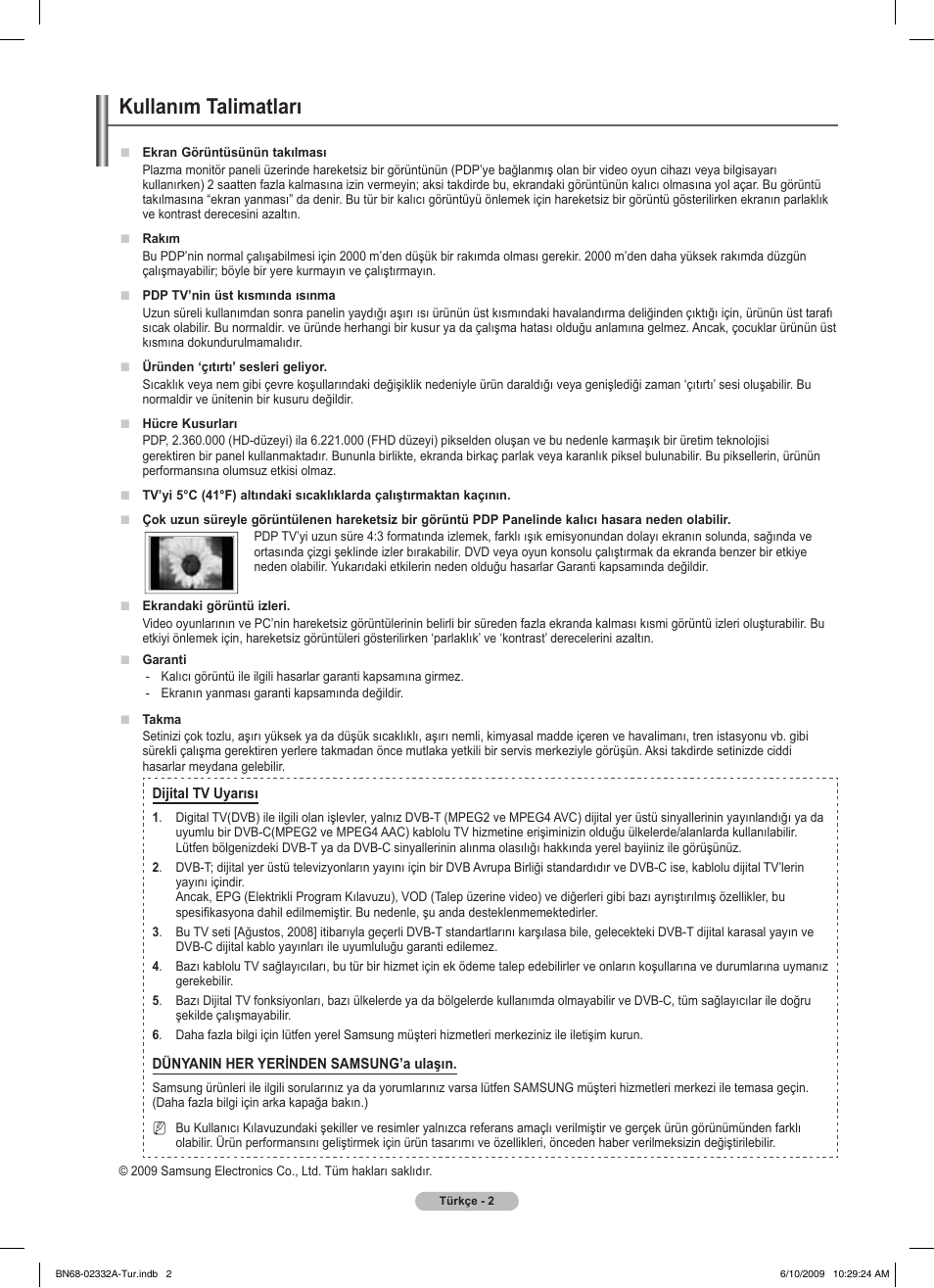 Kullanım talimatları | Samsung PS50B560T7W User Manual | Page 356 / 400