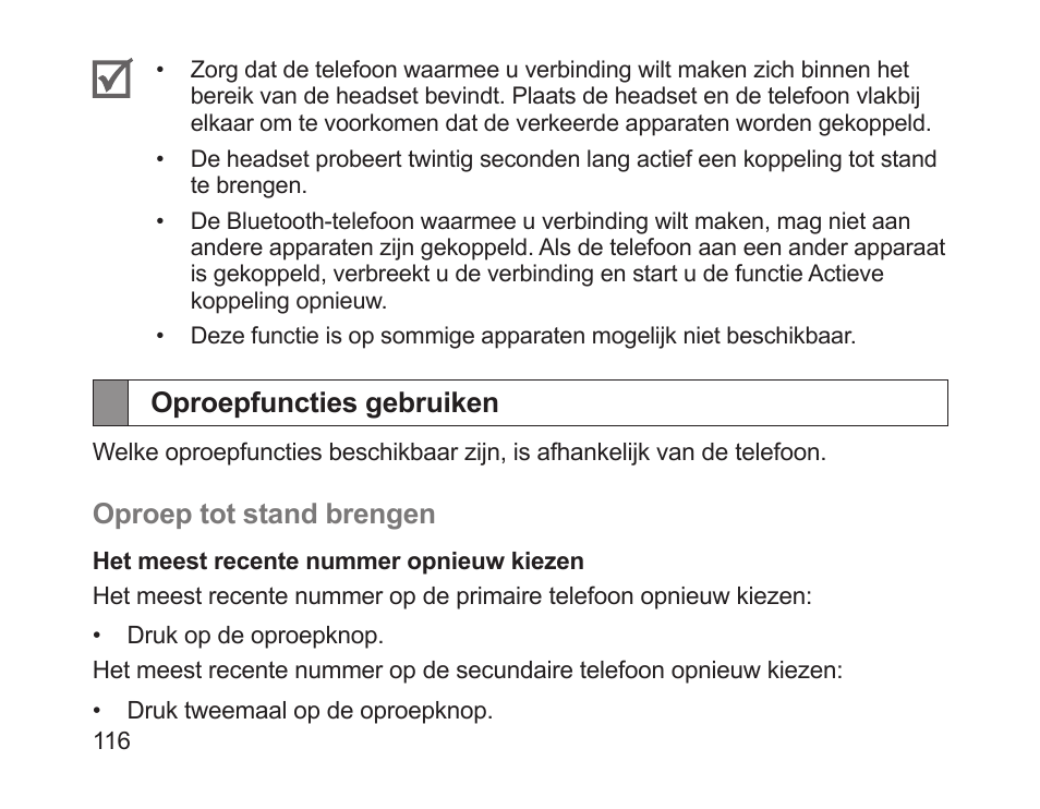 Oproepfuncties gebruiken | Samsung HM1200 User Manual | Page 119 / 130