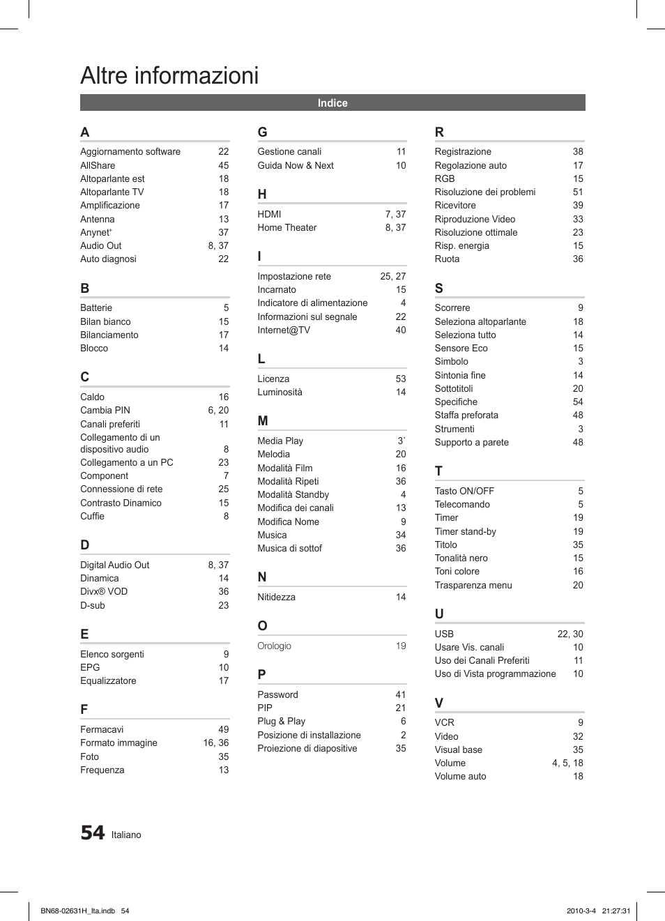 Altre informazioni | Samsung LE40C670M1Q User Manual | Page 108 / 164