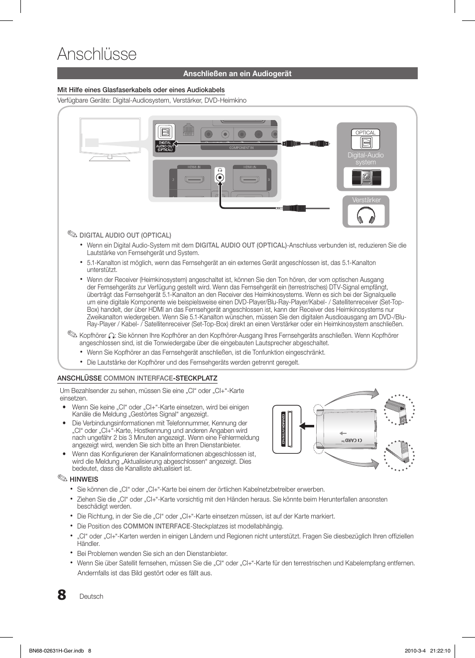 Anschlüsse | Samsung LE40C670M1Q User Manual | Page 117 / 164