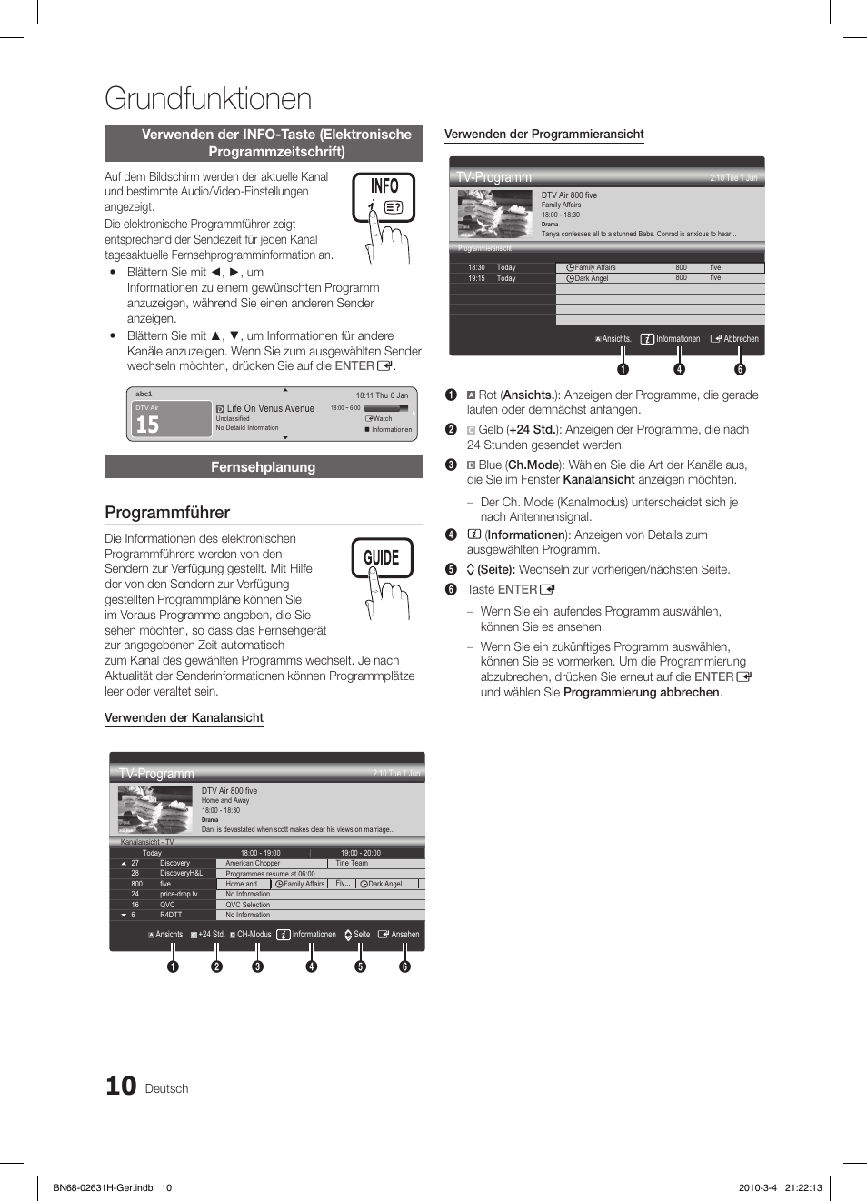 Grundfunktionen, Programmführer, Fernsehplanung | Tv-programm | Samsung LE40C670M1Q User Manual | Page 119 / 164