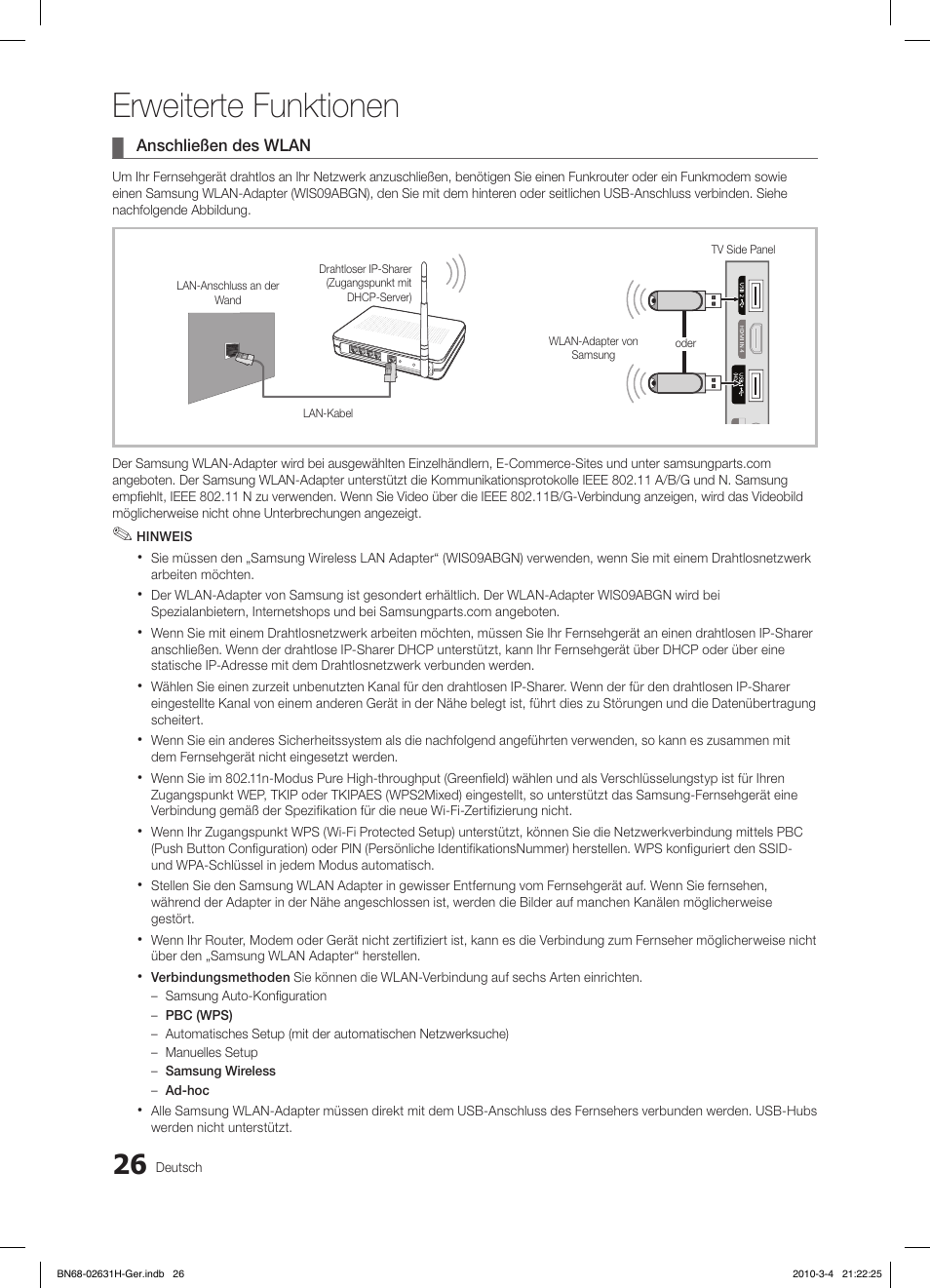 Erweiterte funktionen | Samsung LE40C670M1Q User Manual | Page 135 / 164