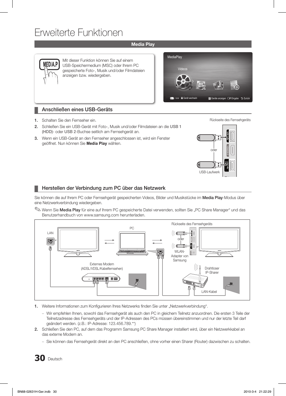 Erweiterte funktionen | Samsung LE40C670M1Q User Manual | Page 139 / 164