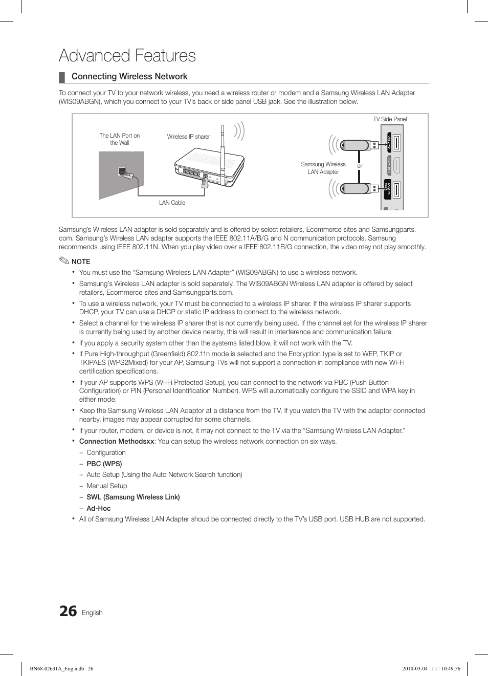 Advanced features | Samsung LE40C670M1Q User Manual | Page 26 / 164