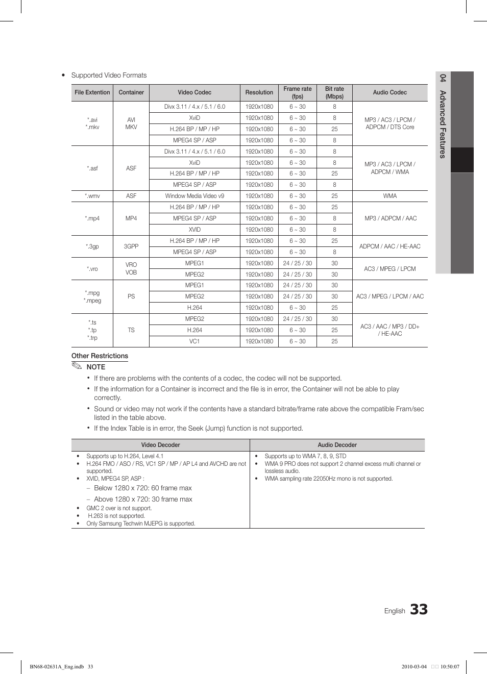 Samsung LE40C670M1Q User Manual | Page 33 / 164