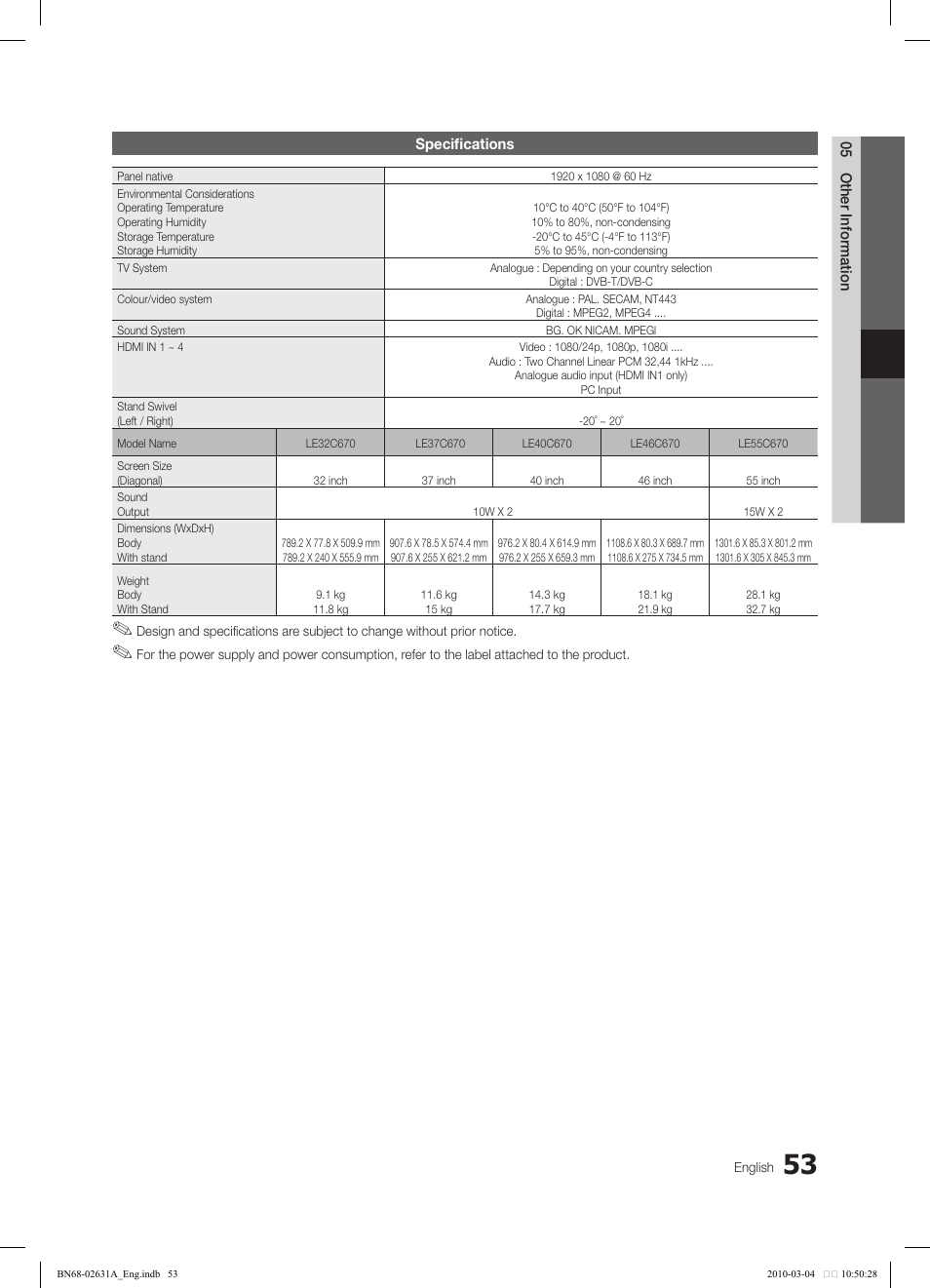 Samsung LE40C670M1Q User Manual | Page 53 / 164