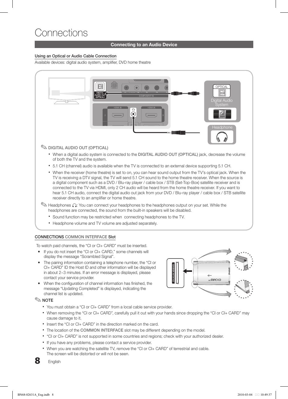 Connections | Samsung LE40C670M1Q User Manual | Page 8 / 164